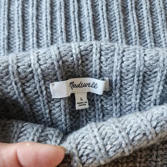 Madewell Cotton Wool Blend Nordstrom Sweater Gray Mock Neck Long Sleeve Large - Picture 7 of 11